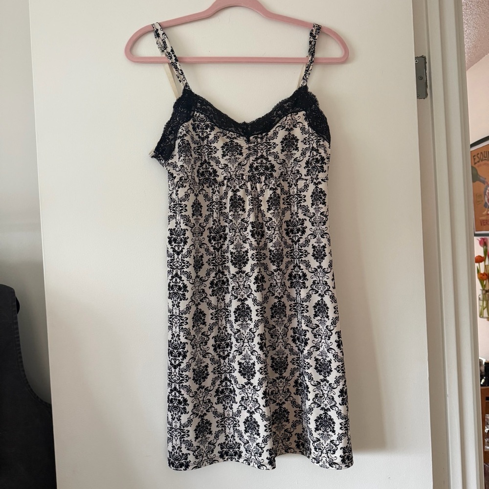 Black & White Lace-Trim Dress
